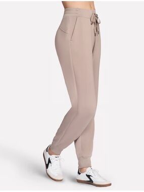 Women's Taupe Jogger Pants with Drawstring Waist